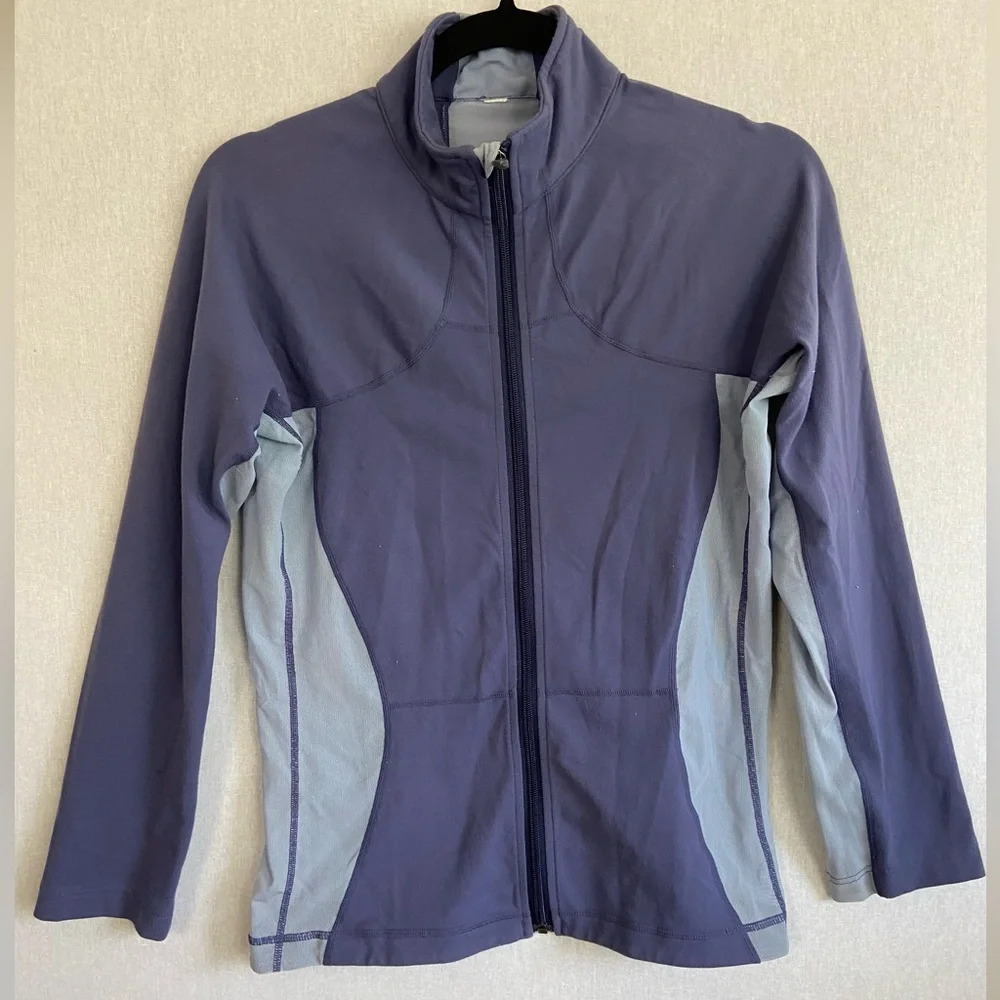 Lululemon Catch Me Air Jacket Mesh Panel Activewear Full Zip Blue Gray Sz M